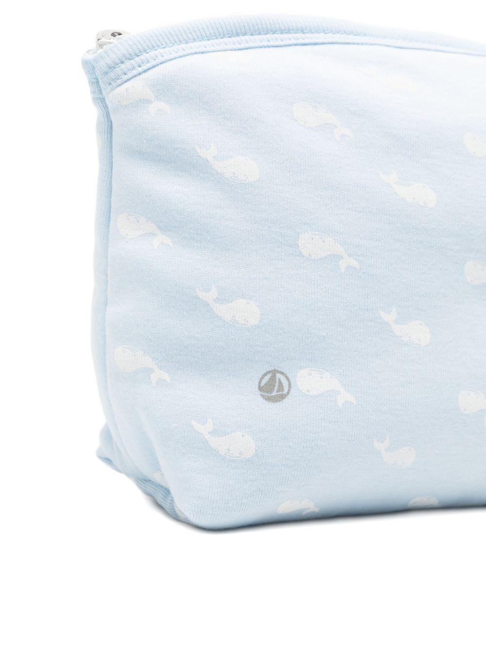 Trousse per neonati Petit Bateau azzurra con stampa grafica balene all - over - Rubino Kids