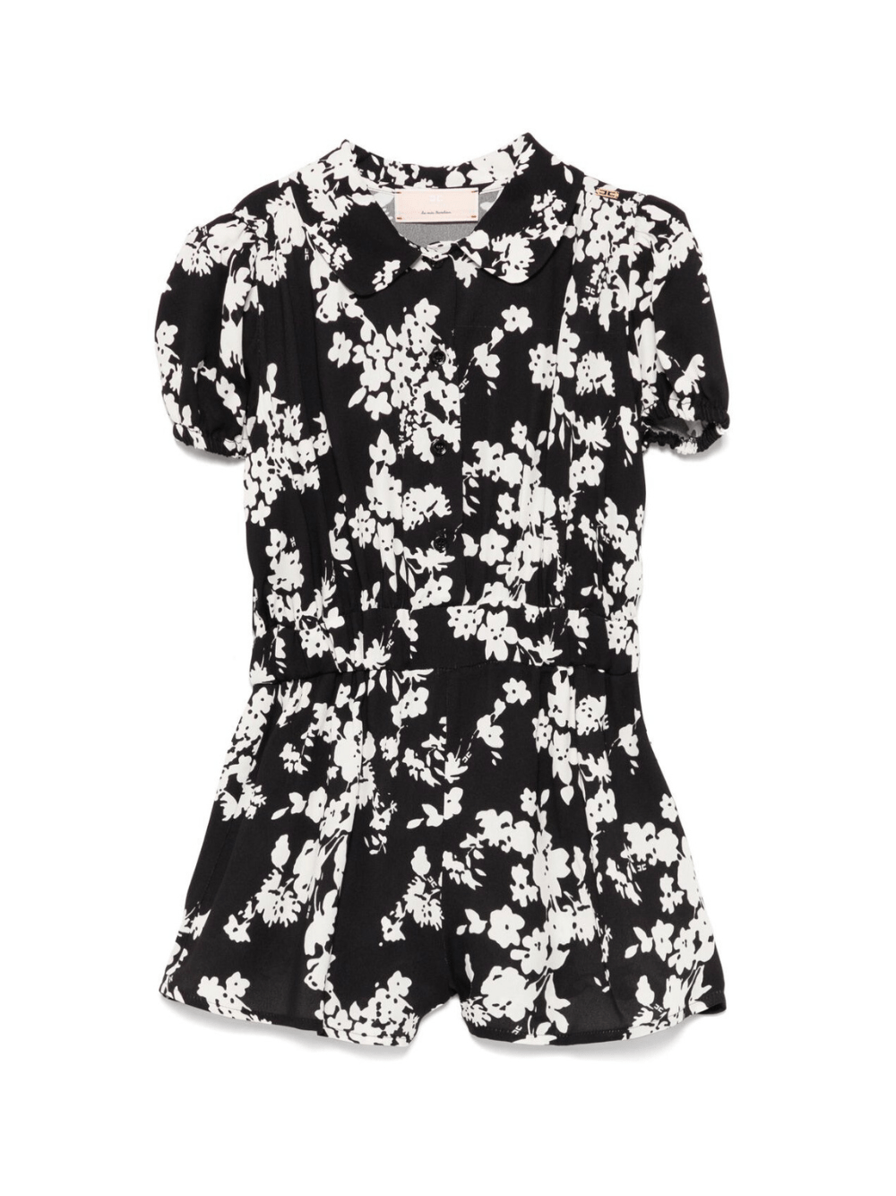Tuta corta per bambina Elisabetta Franchi La Mia Bambina nero a fiori - Rubino Kids