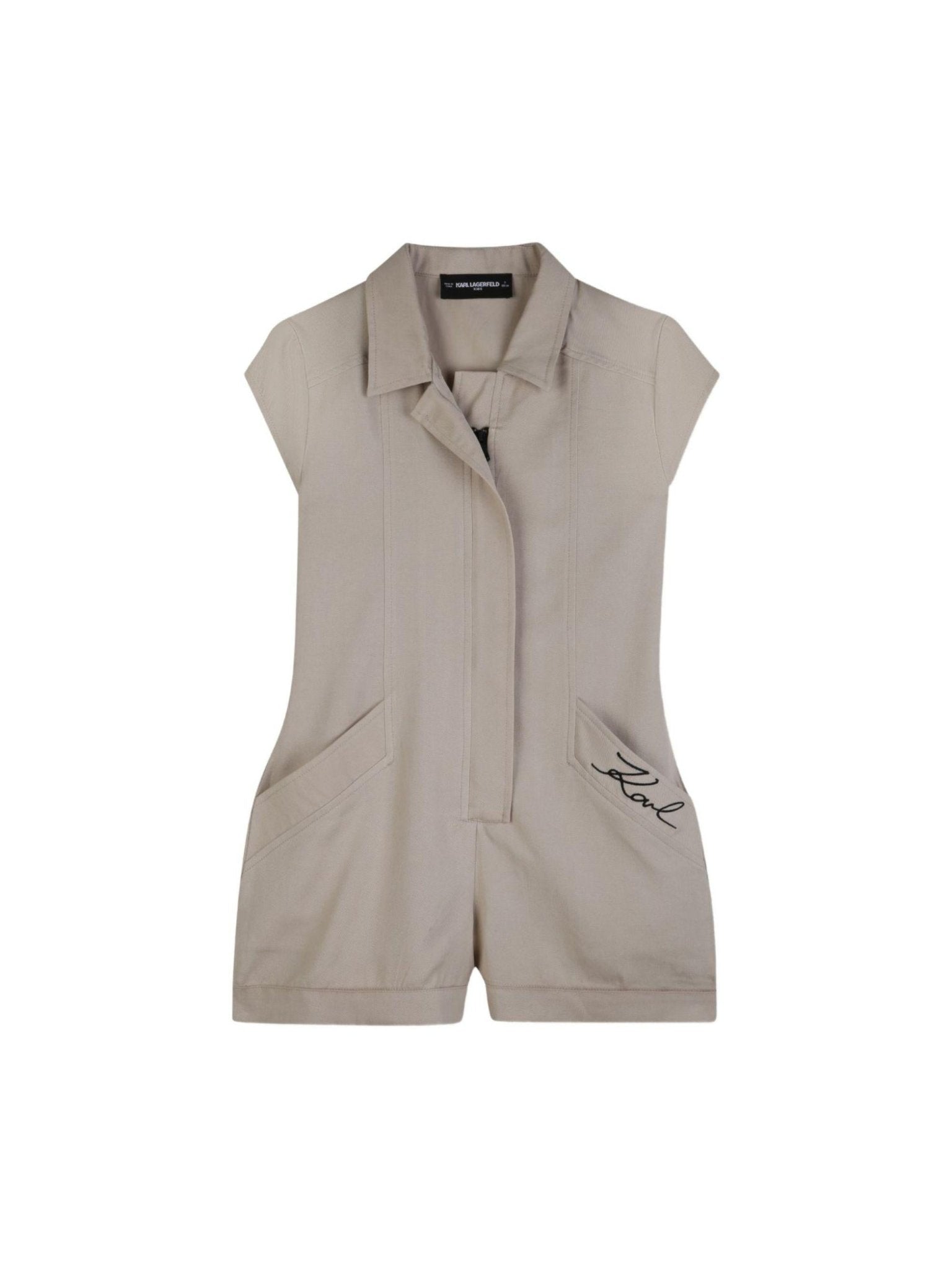 Tuta corta per bambina Karl Lagerfeld Kids beige con colletto - Rubino Kids