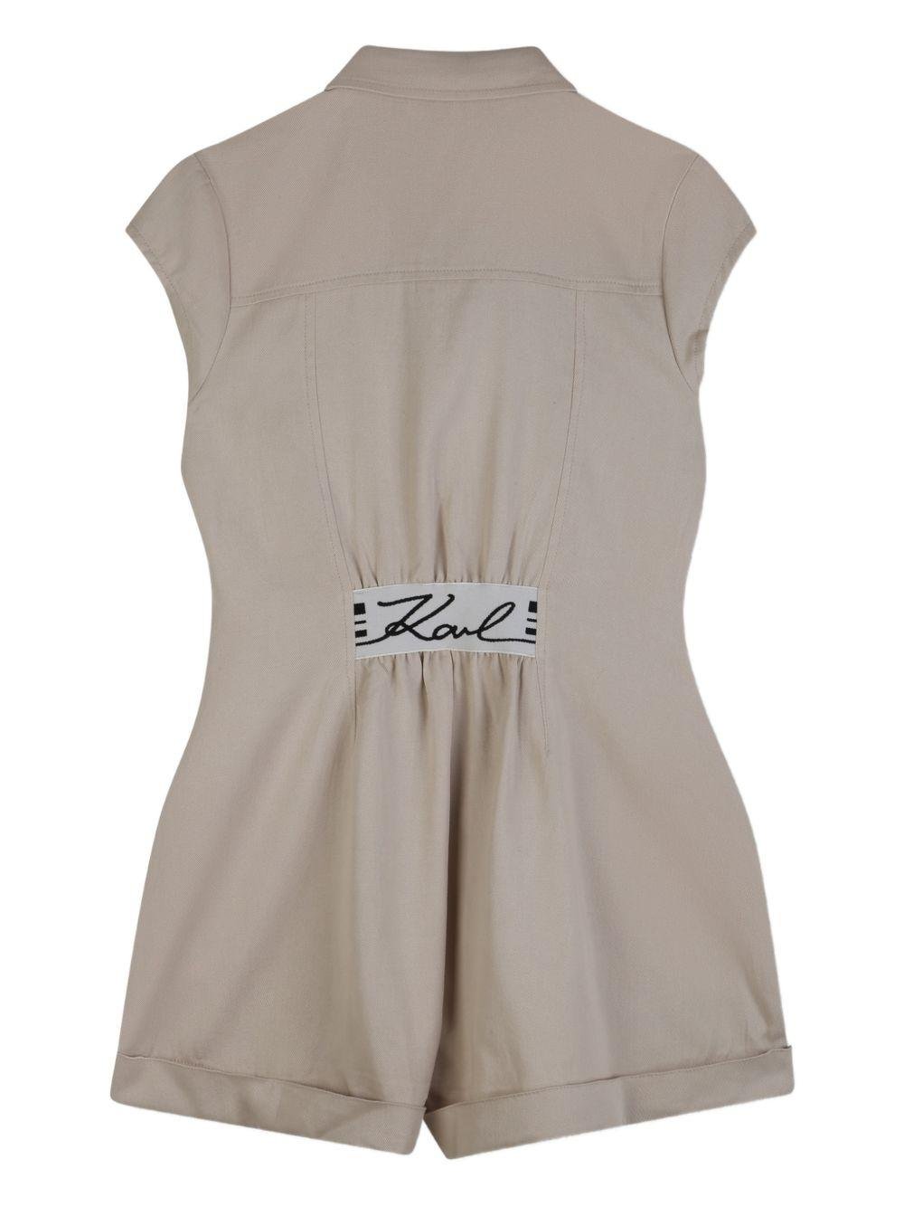 Tuta corta per bambina Karl Lagerfeld Kids beige con colletto - Rubino Kids