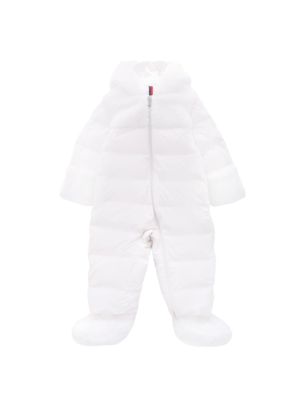Tuta da neve per neonati Moncler Enfant bianca con cappuccio - Rubino Kids