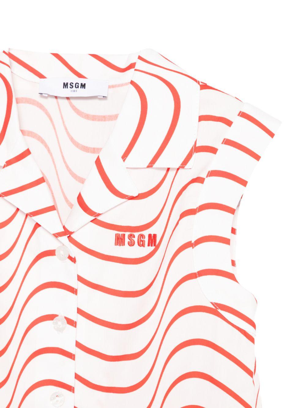 Tuta intera per bambina MSGM Kids bianca con motivo a onde rosse - Rubino Kids