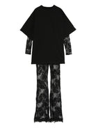 Tuta intera per bambina Pinko Kids nero con inserti in pizzo - Rubino Kids