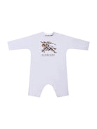 Tuta intera per neonato Burberry Kids bianca con logo stampato - Rubino Kids