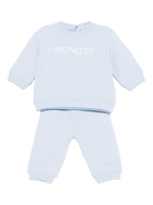 Moncler Enfant baby boy's blue jumpsuit with embroidered logo