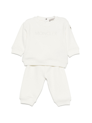 Moncler Enfant white baby jumpsuit with embroidered logo