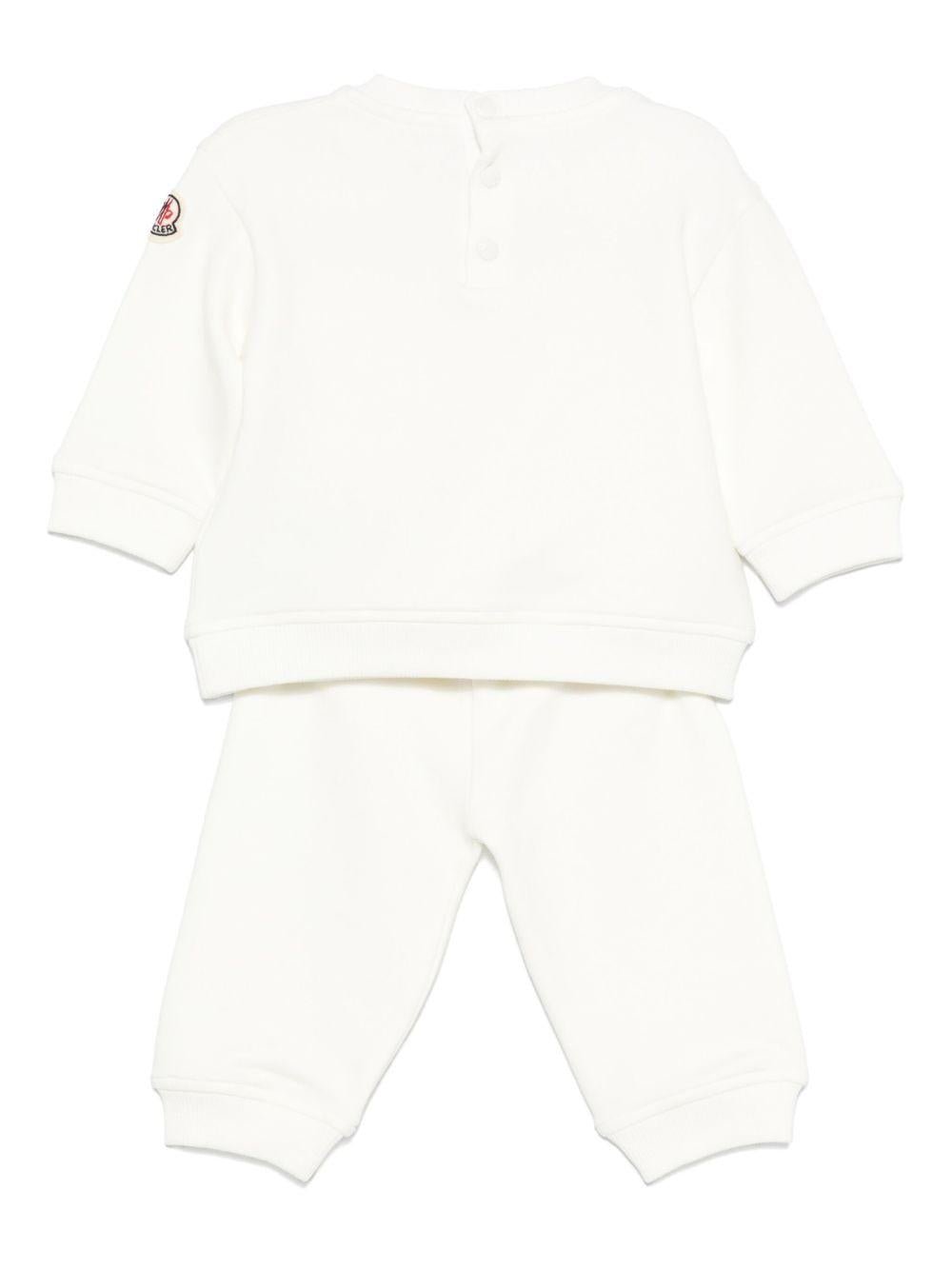 Tuta per neonato Moncler Enfant bianco con logo ricamato - Rubino Kids