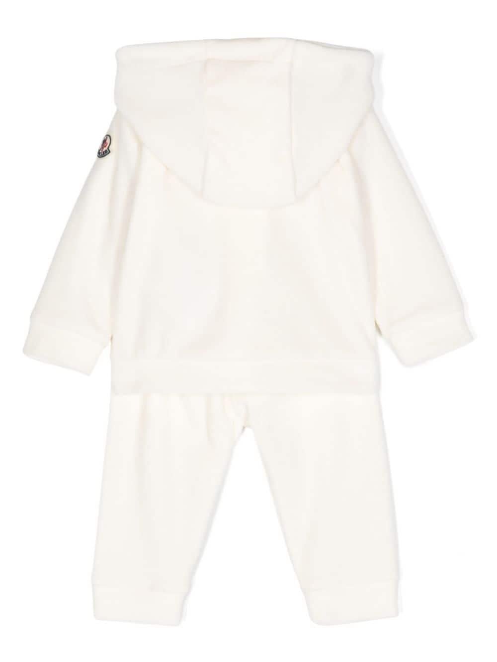 Tuta sportiva con ricamo per neonata Moncler Enfant con trama in rilievo effetto ciniglia - Rubino Kids