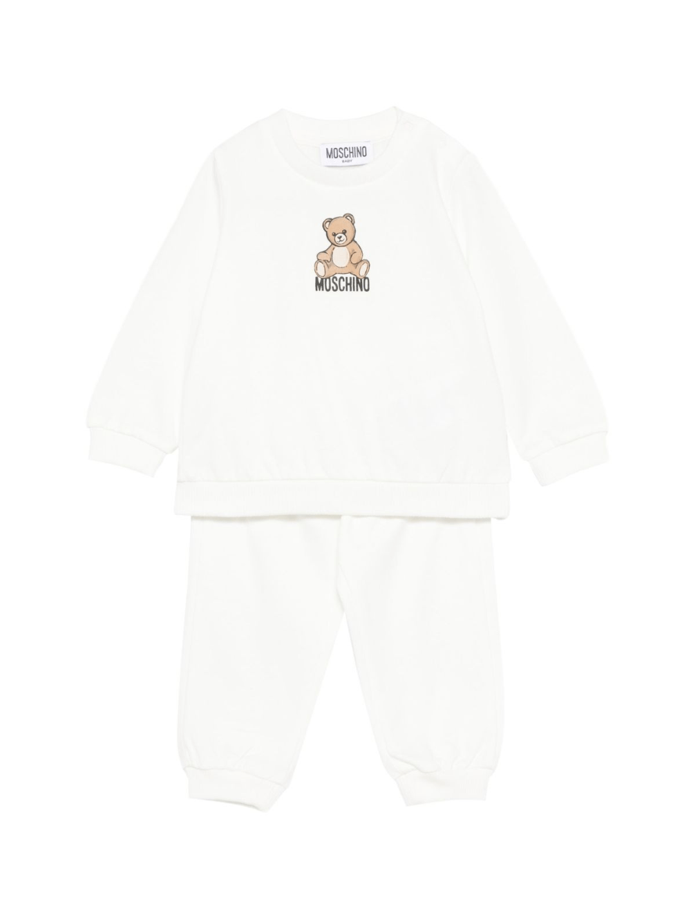 Tuta sportiva Moschino Kids bianca con stampa Teddy Bear - Rubino Kids
