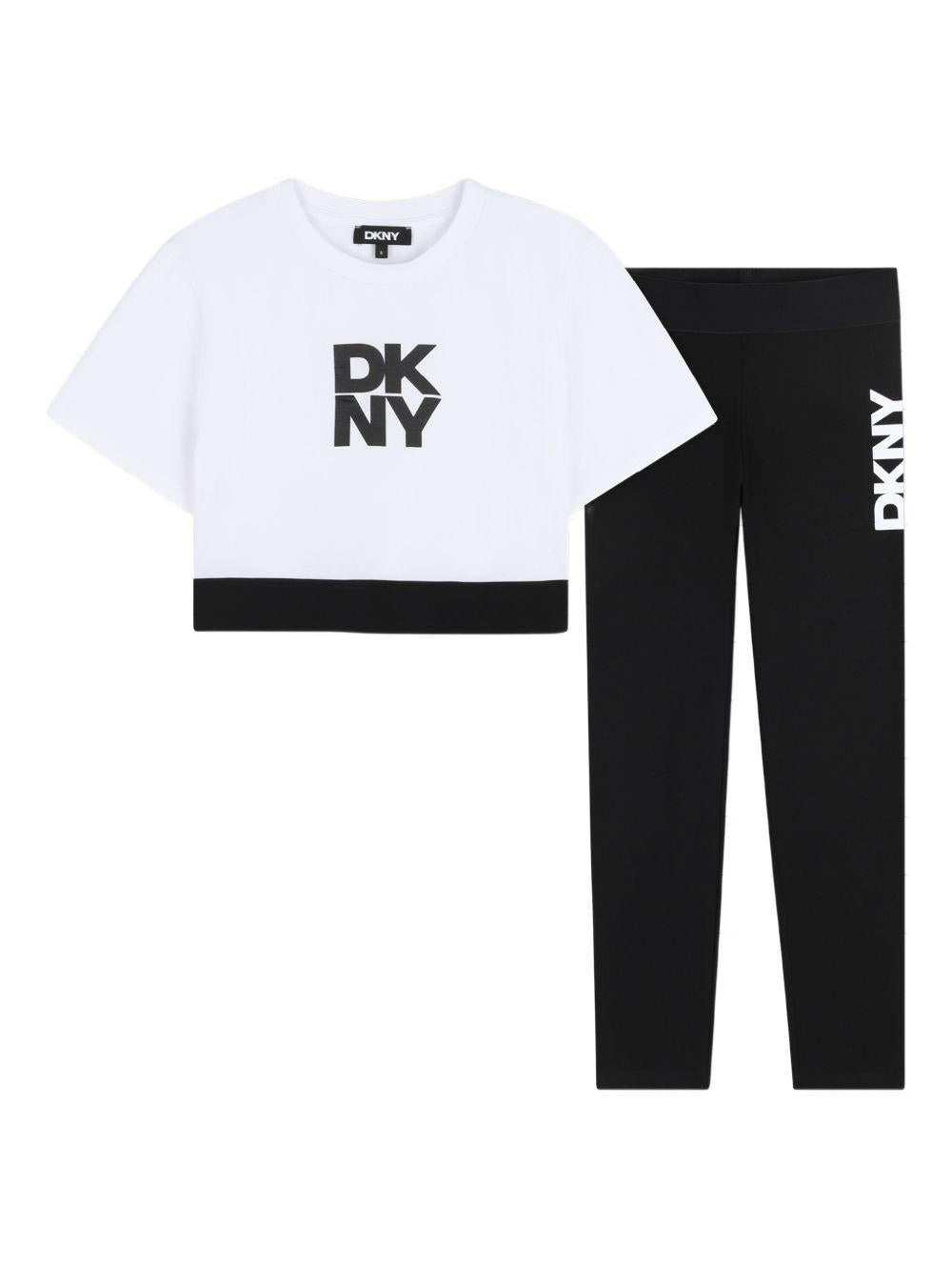 Tuta sportiva per bambina Dkny Kids bianco con stampa - Rubino Kids