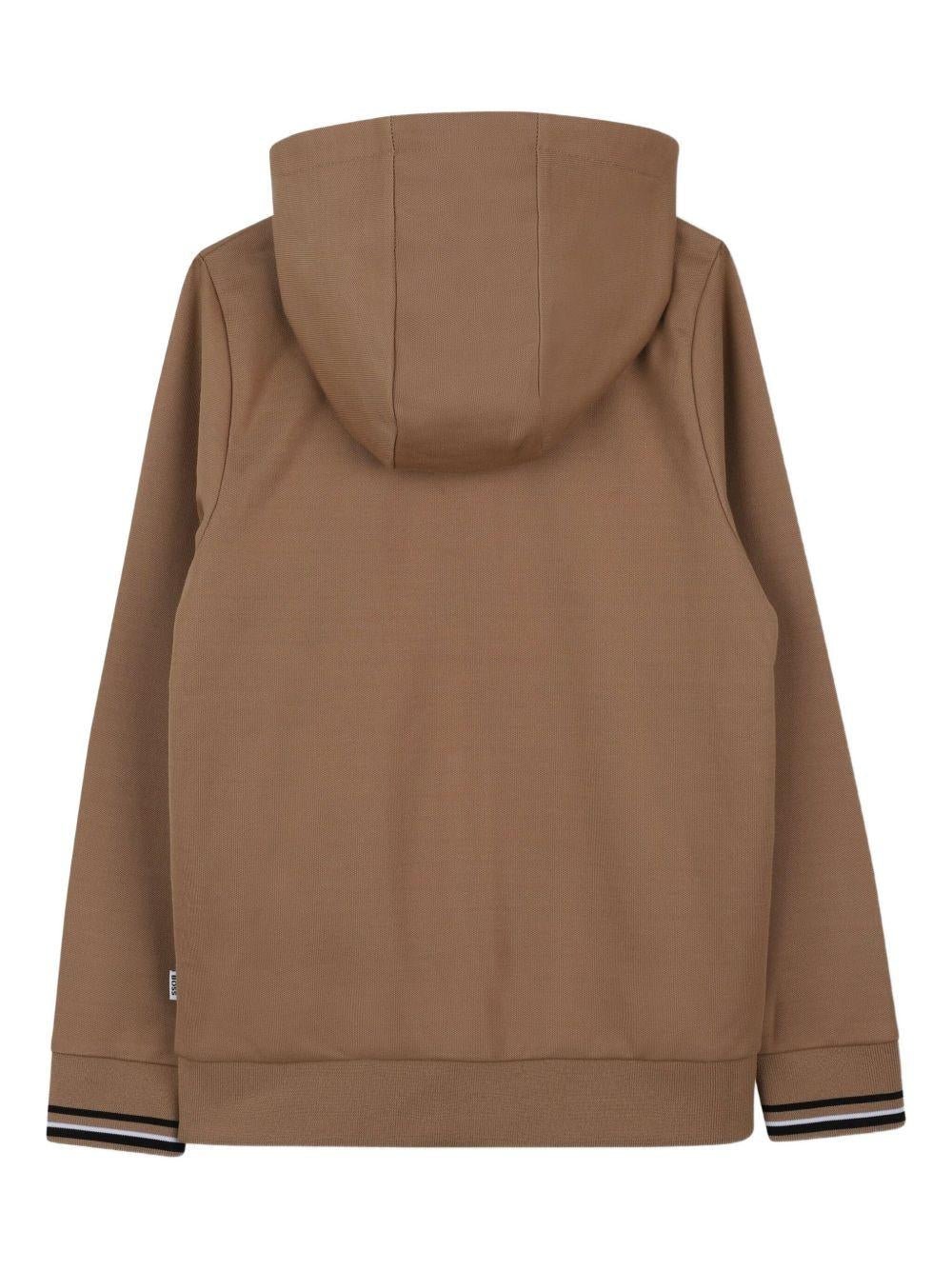 Tuta sportiva per bambino BOSS Kidswear marrone con cappuccio e zip - Rubino Kids