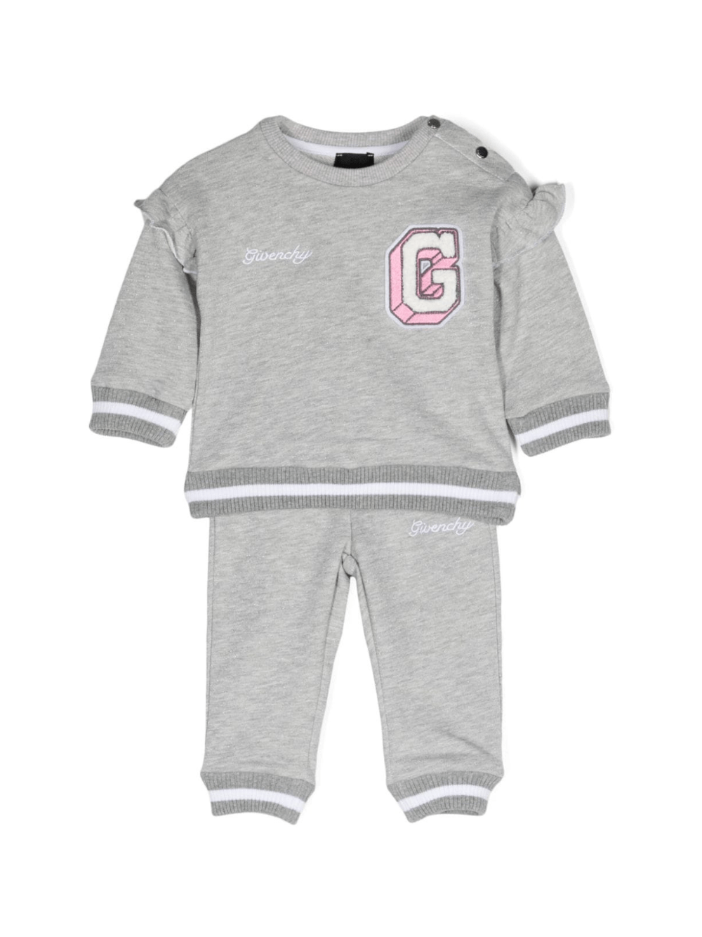 Tuta sportiva per neonata Givenchy Kids grigio con applicazione G e dettaglio glitter - Rubino Kids