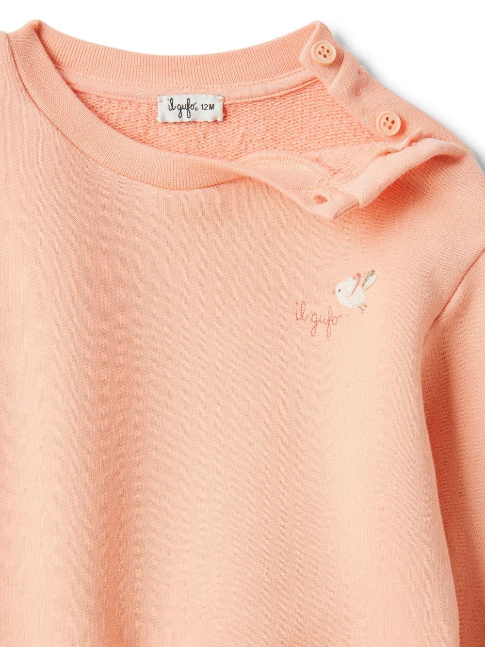 Tuta sportiva per neonata Il Gufo rosa pesca con ricamo - Rubino Kids