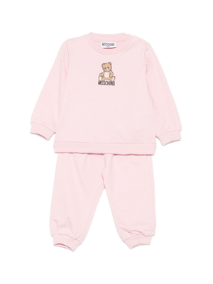 Tuta sportiva per neonata Moschino Kids rosa con stampa orsetto