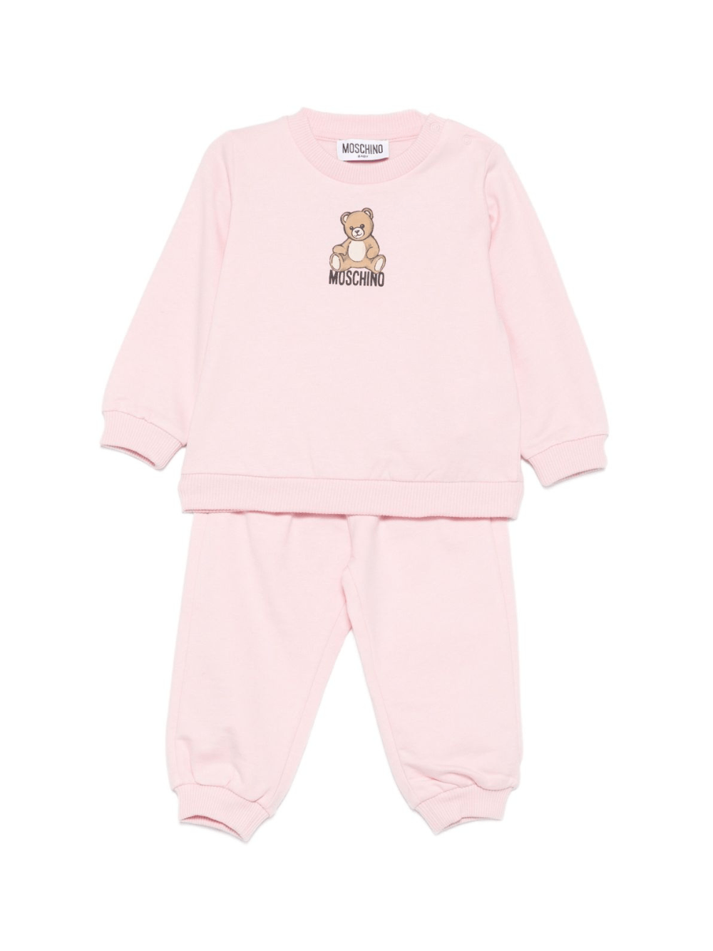 Tuta sportiva per neonata Moschino Kids rosa con stampa orsetto - Rubino Kids