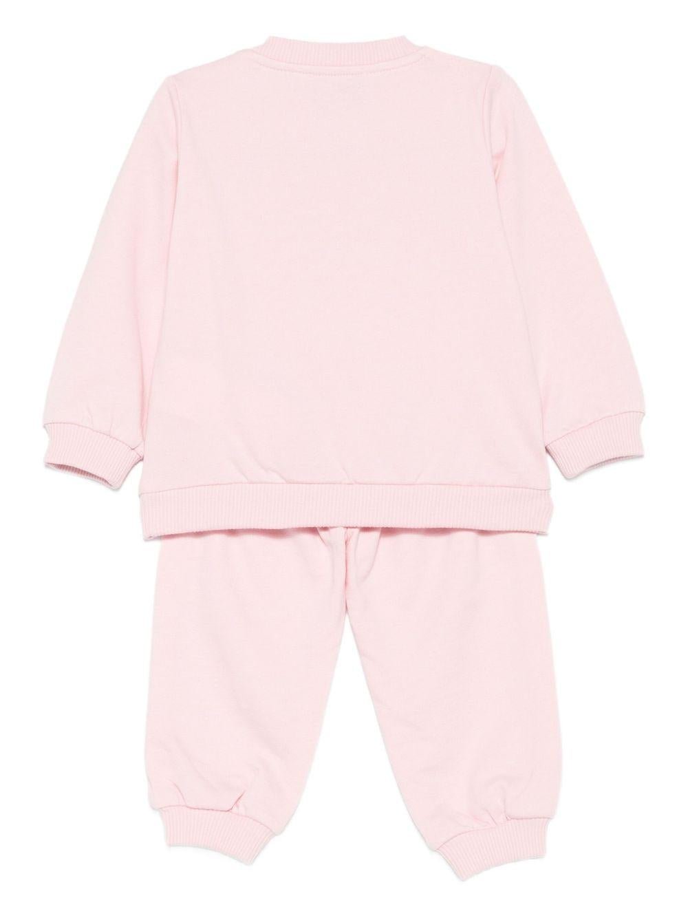 Tuta sportiva per neonata Moschino Kids rosa con stampa orsetto - Rubino Kids