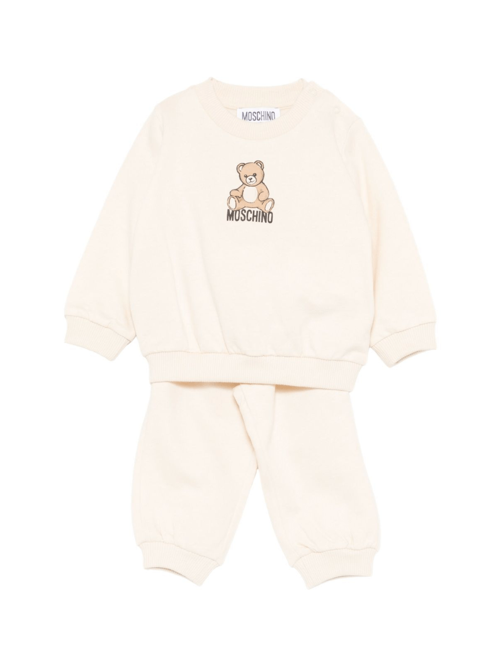 Tuta sportiva per neonati Moschino Kids beige con stampa orsetto - Rubino Kids