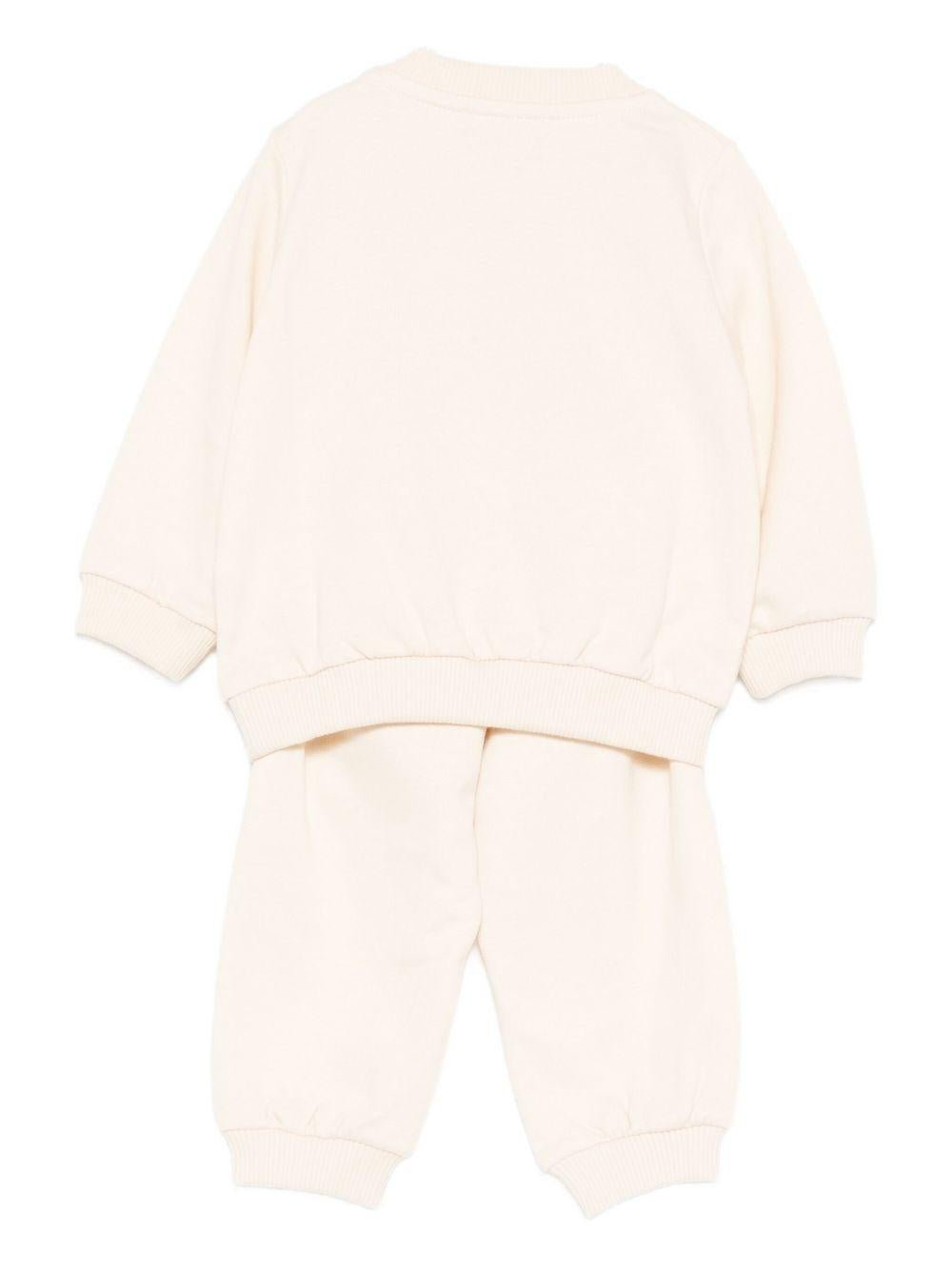 Tuta sportiva per neonati Moschino Kids beige con stampa orsetto - Rubino Kids
