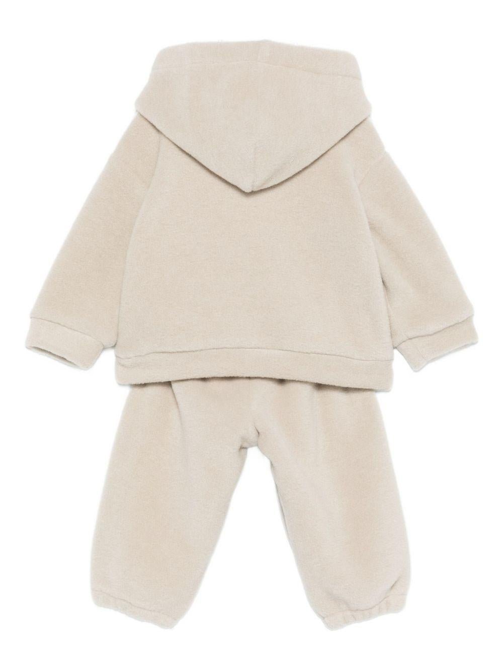 Tuta sportiva per neonato Il Gufo beige con stampa orsetto sul davanti - Rubino Kids