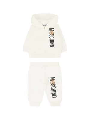 Moschino Kids white tracksuit for newborns with Teddy Bear print