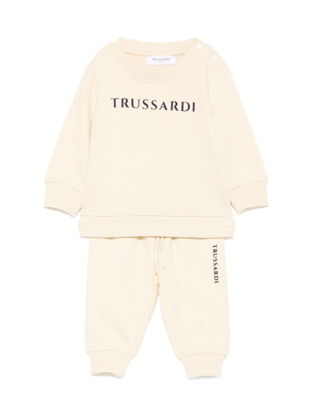 Tuta sportiva per neonato TRUSSARDI JUNIOR beige con logo ricamato - Rubino Kids