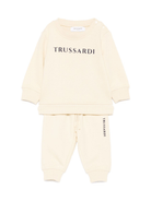 Tuta sportiva per neonato TRUSSARDI JUNIOR beige con logo ricamato - Rubino Kids