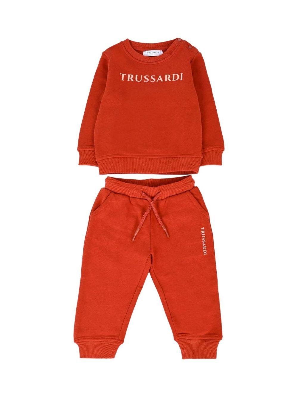 Tuta sportiva per neonato Trussardi Junior rossa con logo ricamato - Rubino Kids