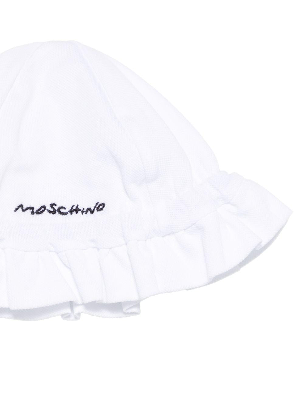 Tutina e cappellino per neonata Moschino Kids bianchi con stampa Bear - Rubino Kids