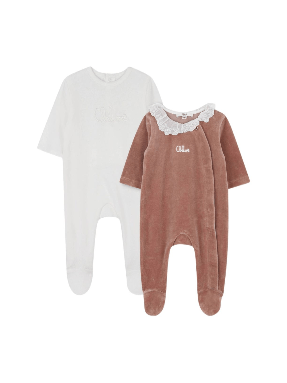 Tutina per neonata Chloé Kids rosa con colletto in pizzo - Rubino Kids