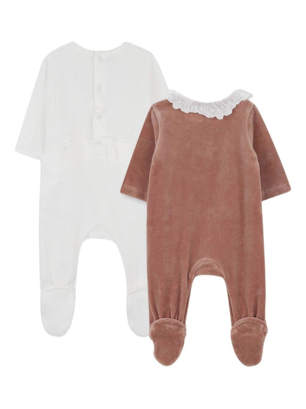Tutina per neonata Chloé Kids rosa con colletto in pizzo - Rubino Kids