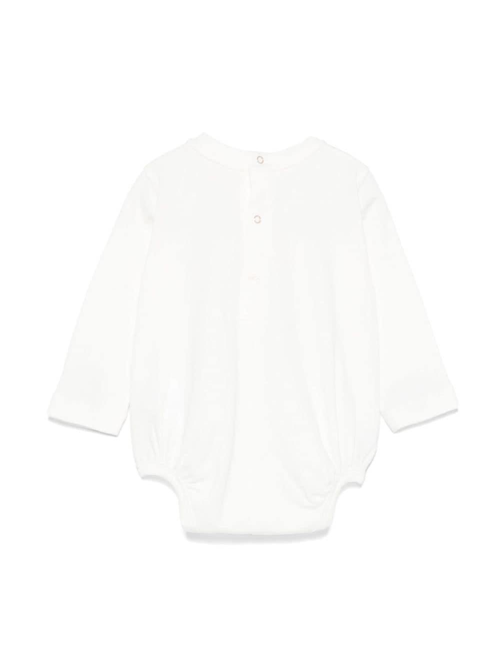 Tutina per neonata Elisabetta Franchi La Mia Bambina bianco con logo ricamato sul davanti - Rubino Kids