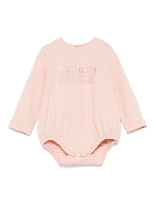 Elisabetta Franchi La Mia Bambina baby girl's pink onesie with embroidered logo on the front