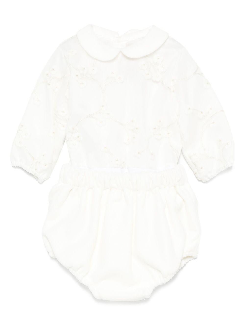 Tutina per neonata La Stupenderia bianca con colletto alla Peter Pan - Rubino Kids