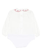 Tutina per neonata La Stupenderia bianca con colletto con dettagli rossi - Rubino Kids