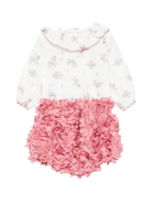 Tutina per neonata La Stupenderia rosa con pantaloni a campana con volant - Rubino Kids