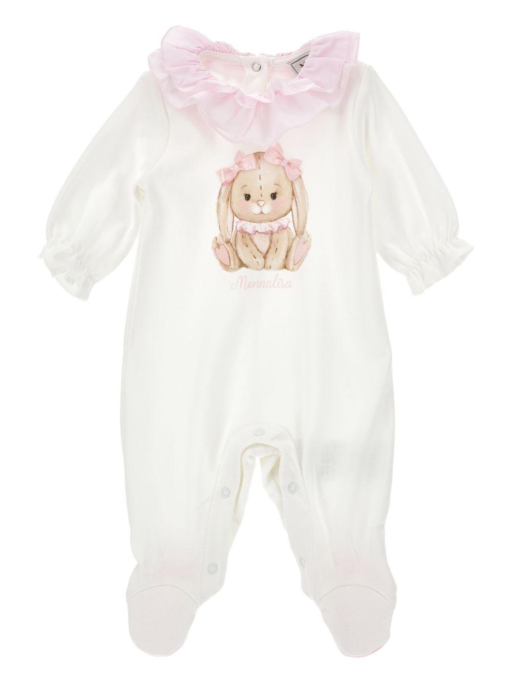 Tutina per neonata Monnalisa bianca con stampa coniglietta - Rubino Kids