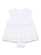 Tutina per neonata Monnalisa bianco in cotone con ruches e maniche ad aletta - Rubino Kids