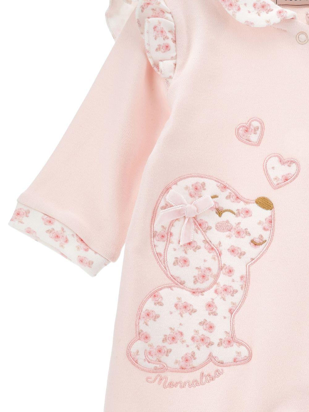 Tutina per neonata Monnalisa rosa con logo ricamato - Rubino Kids