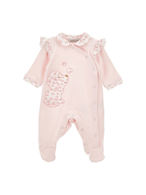 Tutina per neonata Monnalisa rosa con logo ricamato