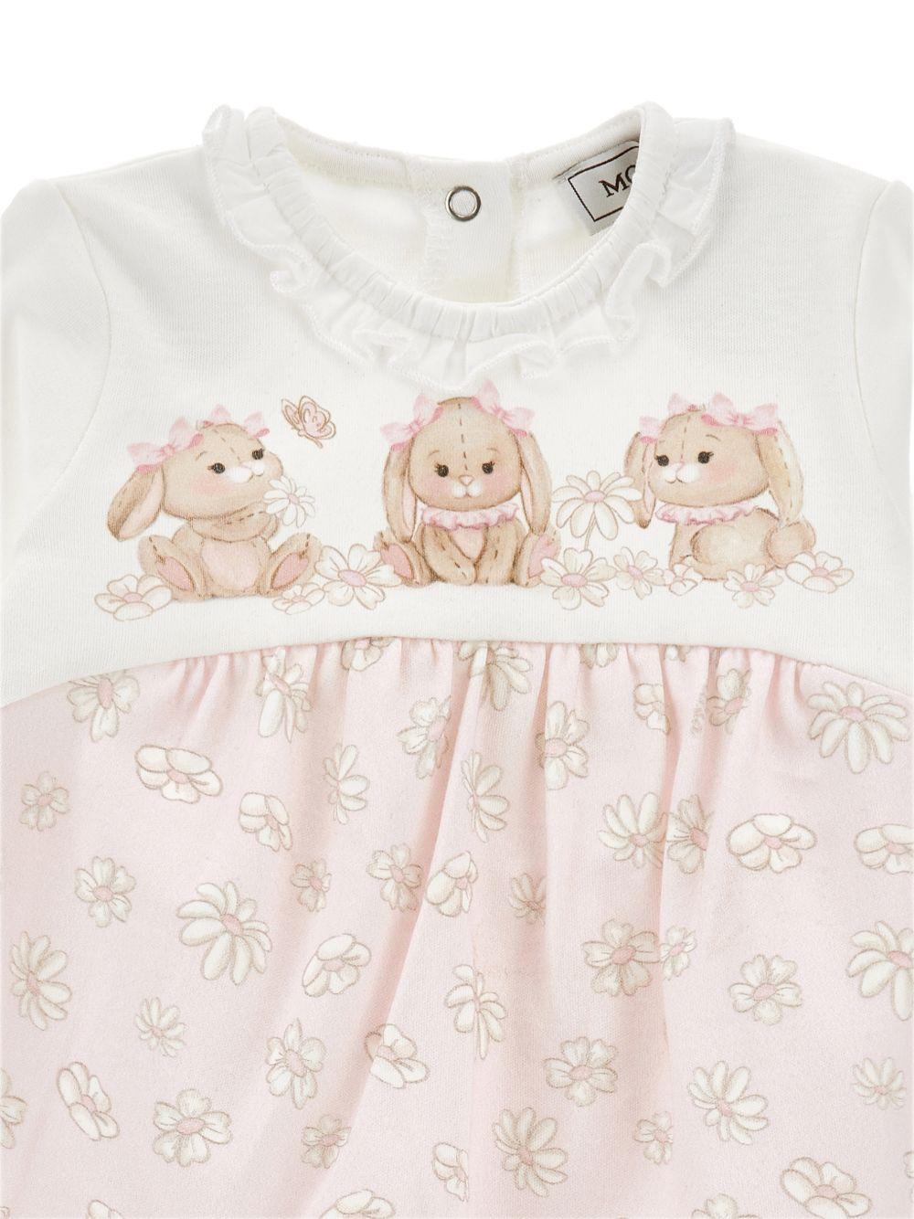 Tutina per neonata Monnalisa rosa con stampa coniglietti - Rubino Kids