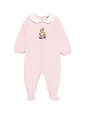 Moschino Kids pink baby girl's romper with teddy bear motif