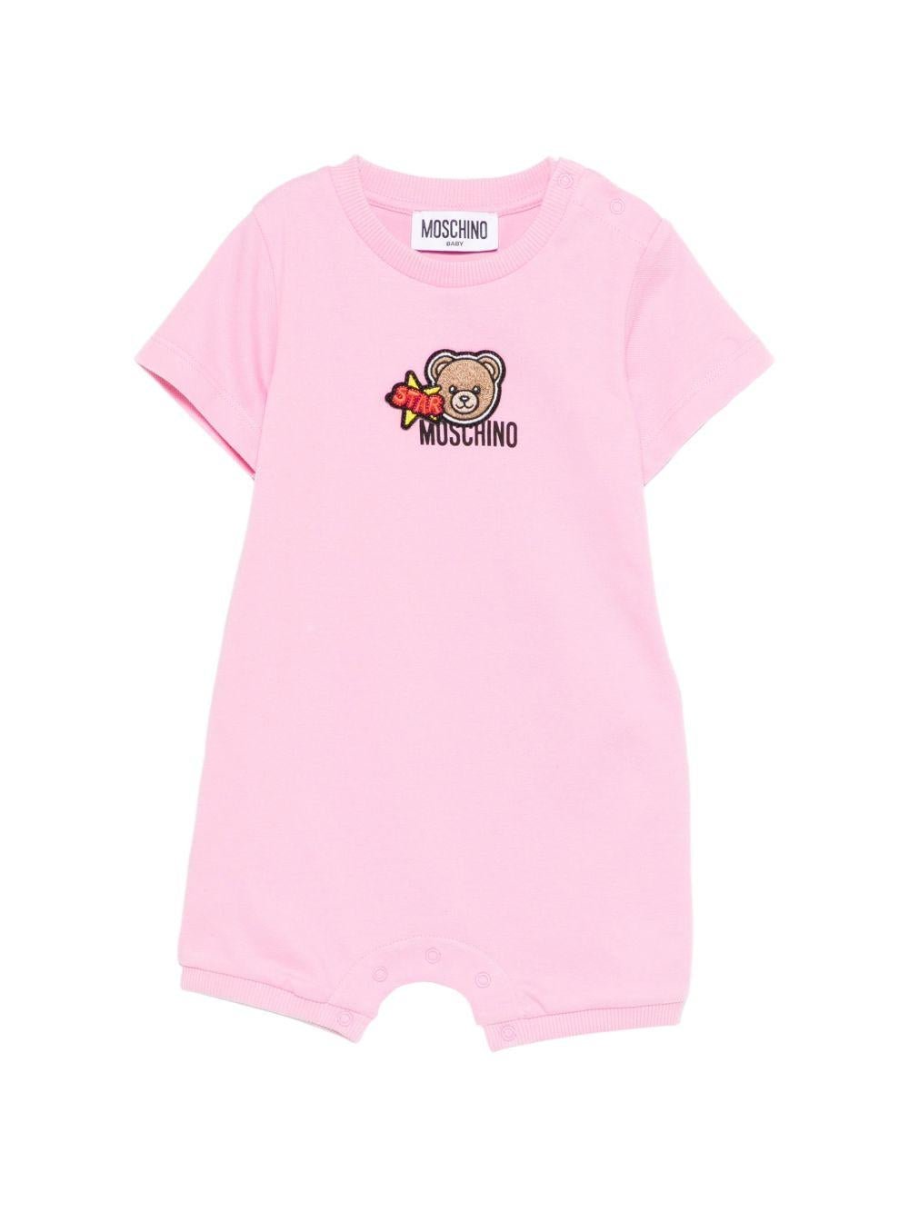Tutina per neonata Moschino Kids rosa con ricamo Teddy Bear - Rubino Kids