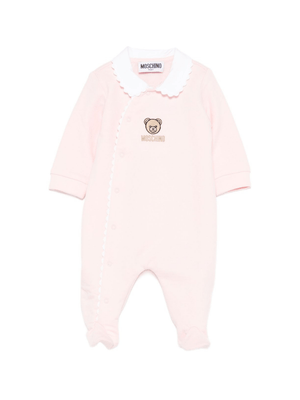 Moschino Kids pink baby girl romper with Teddy embroidery