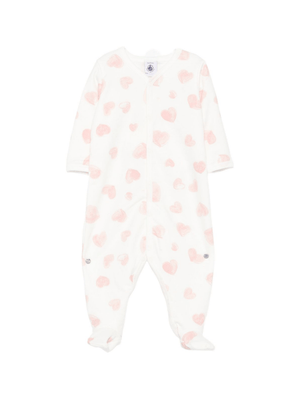 Petit Bateau white baby girl's onesie with heart motif