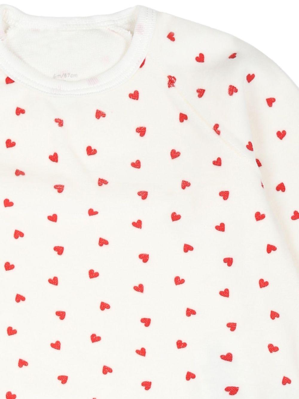 Tutina per neonata Petit Bateau bianca con stampa a cuori - Rubino Kids