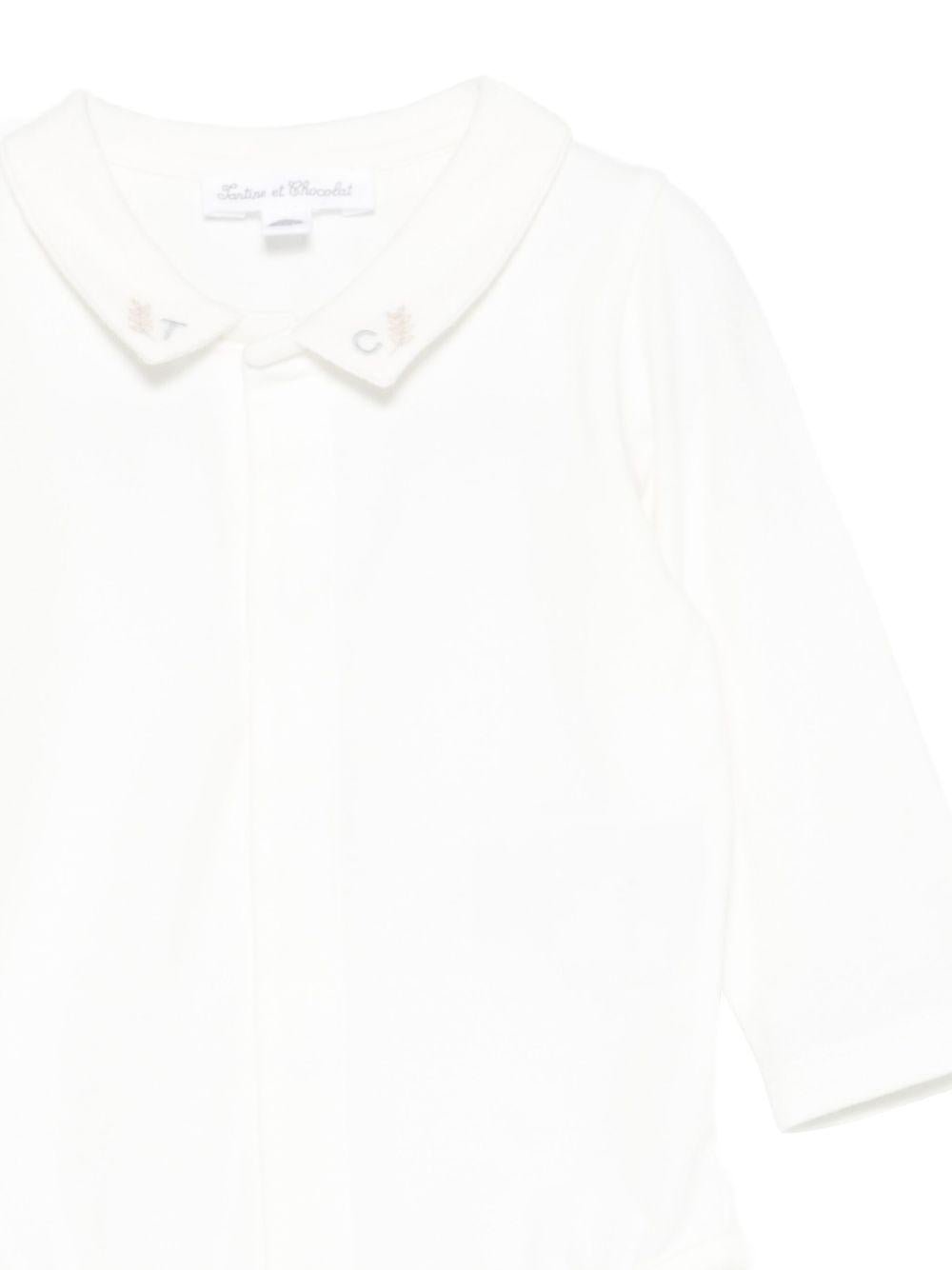 Tutina per neonata Tartine Et Chocolat bianca con colletto alla Peter Pan - Rubino Kids