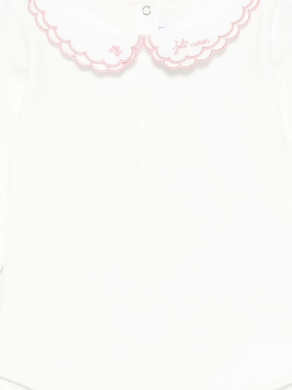 Tutina per neonata Tartine Et Chocolate bianca con ricamo rosa - Rubino Kids