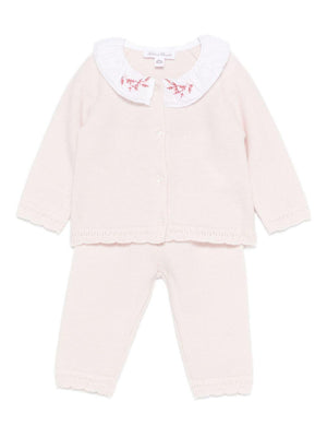 Tartine Et Chocolate pink baby girl romper with embroidered collar