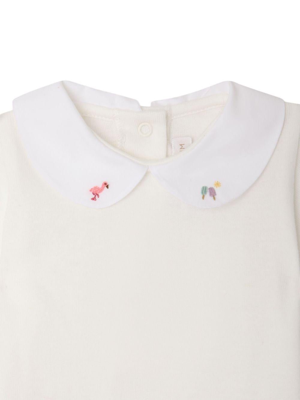 Tutina per neonati Bonpoint bianca con colletto ricamato - Rubino Kids