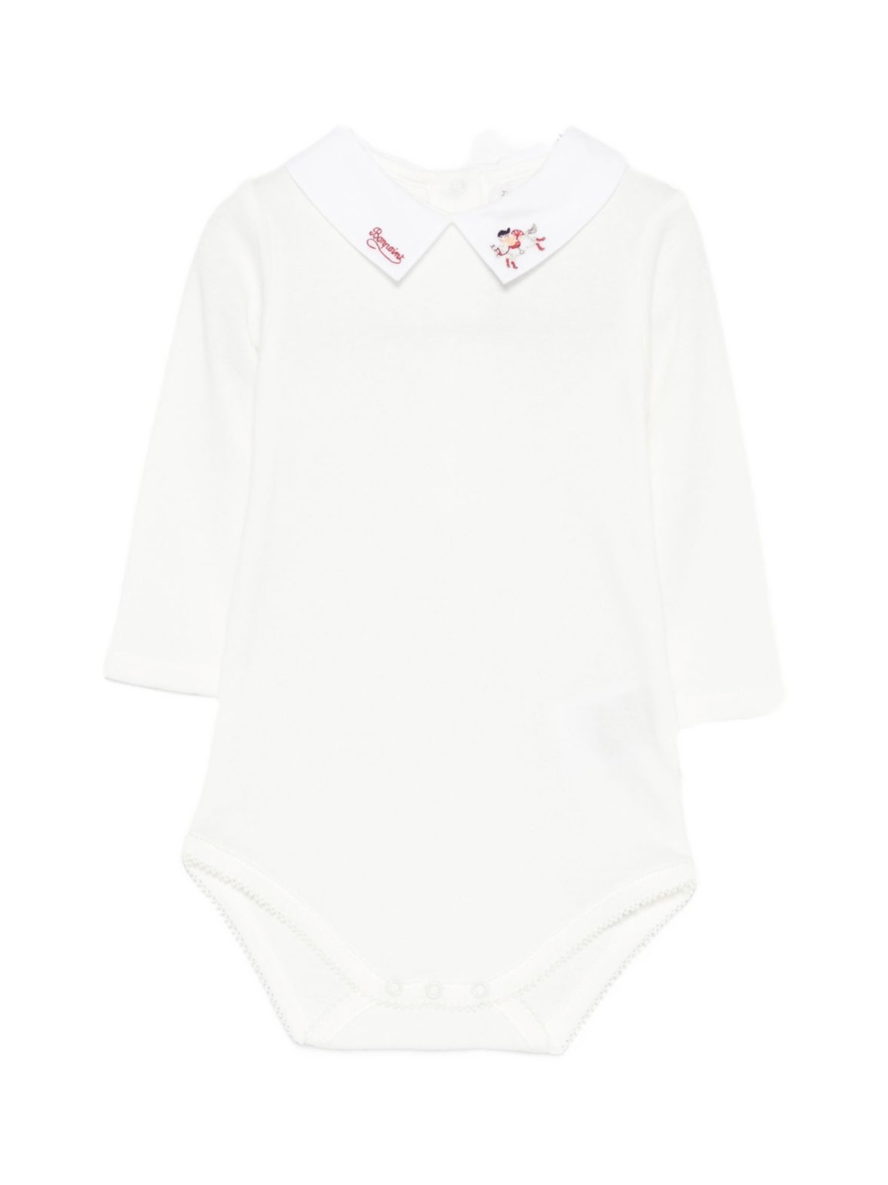 Tutina per neonati Bonpoint bianca con dettagli natalizi ricamati sul colletto - Rubino Kids